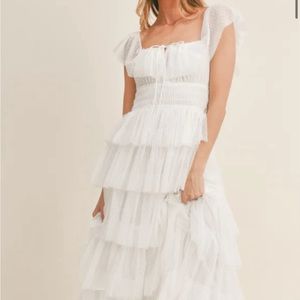RUFFLE TIERED MAXI DRESS - WHITE